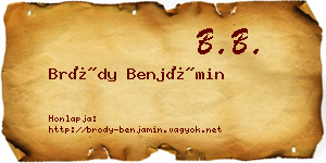 Bródy Benjámin névjegykártya